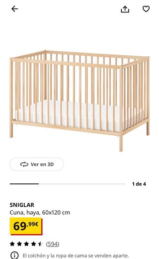 Cuna SNIGLAR IKEA haya 60x120 cm