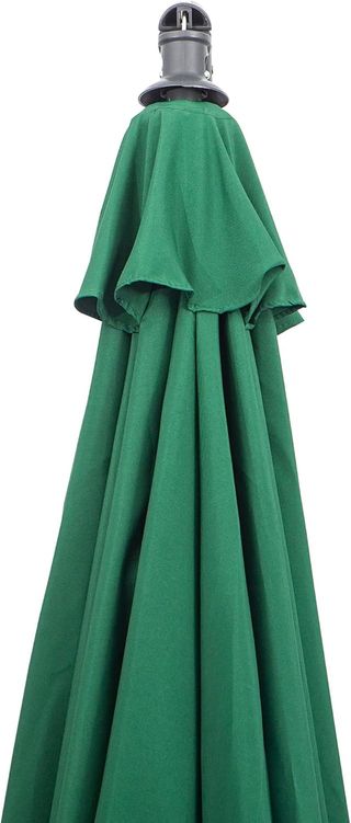 Sombrilla de Jardín 3X2.5 M con Brazo, Inclinable con Base Cruzada y Manivela, de Acero y Poliéster, Verde y Gris