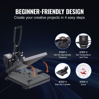 Máquina de Prensa Térmica 15 x 15 in/38.1 x 38.1 cm Impresora de Sublimación para Transferencia de Camisetas DIY