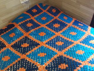 Colcha Crochet Multicolor Patchwork