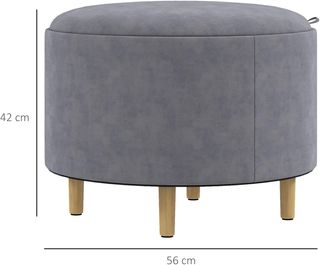 Pouf Contenedor de Tela Sherpa de 120 Kg Máx con Bandeja Plegable, Mesa de Café en MDF y Haya con Espacio Oculto, 56X56X42 Cm, Gris