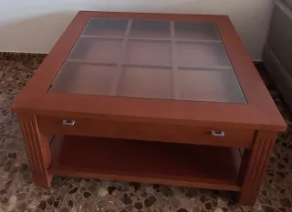 Conjunto Muebles Salón Madera y Cristal