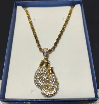 Colgante Guantes Boxeo Dorado con cordón 60 cm