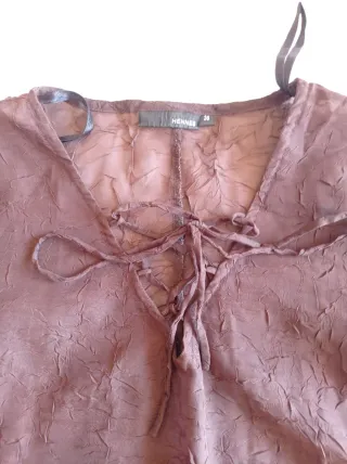 Blusa Hennes Talla 38 Gasa Arrugada Marrón