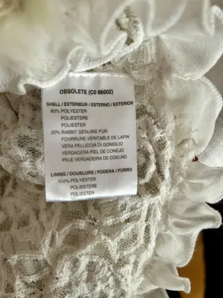 Bolero fiesta pelo natural beige/blanco Talla L