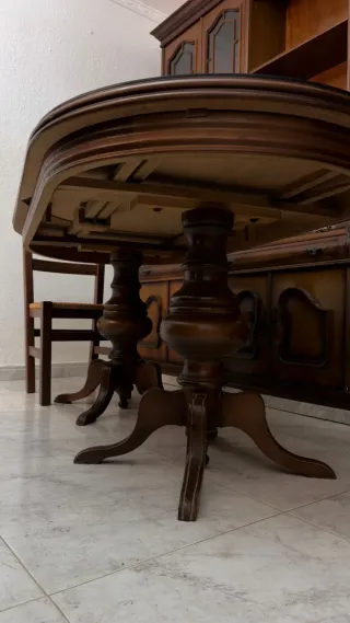 Mesa de comedor antigua madera y cristal