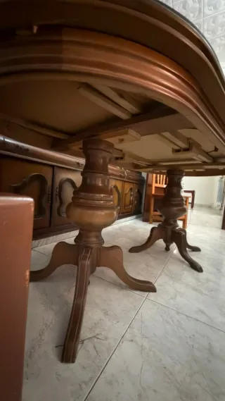 Mesa de comedor antigua madera y cristal