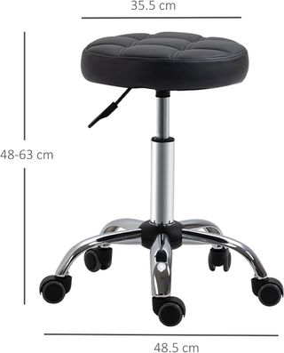Juego De 2 Taburetes Con Ruedas, Asiento Giratorio Y Altura Regulable, Taburete Para Esteticista Y Peluquero Tapizado En Piel Sintética PU, Negro