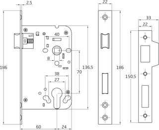 Amig - Cerradura de Embutir Puertas de Madera - En