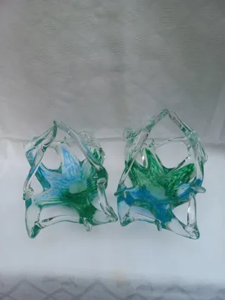 Coppia Cestini Vetro Murano Vintage