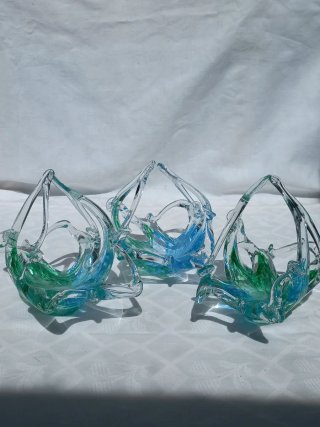 Tris di Cestini Vetro Murano Vintage