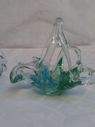 Tris di Cestini Vetro Murano Vintage