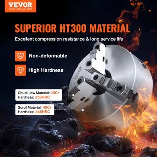 Chuck de Torno de 3 Garras, 8'', Chuck Autocentrante, Rango de Sujeción de 0.16-8 in/4-200 mm con Tornillos de Fijación en T y Llave Hexagonal, para Torno, Impresora 3D, Centro de Mecanizado, Máqu...