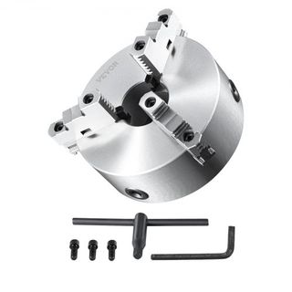Chuck de Torno de 3 Garras, 8'', Chuck Autocentrante, Rango de Sujeción de 0.16-8 in/4-200 mm con Tornillos de Fijación en T y Llave Hexagonal, para Torno, Impresora 3D, Centro de Mecanizado, Máqu...