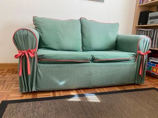 sofa cama dos plazas color verde  cama - 1.20