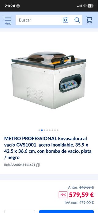 Envasadora al vacío campana acero inoxidable