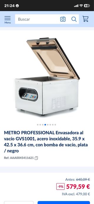 Envasadora al vacío campana acero inoxidable
