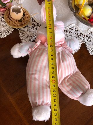 Coniglietto Pasquale Peluche Rosa e Bianco