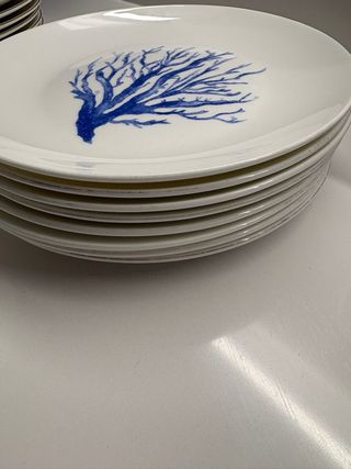 Set di stoviglie El Corte Inglés 8 pezzi con disegno corallo blu