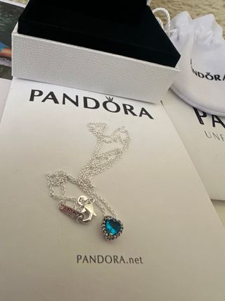 Collar Pandora Plata 925 Corazón Azul