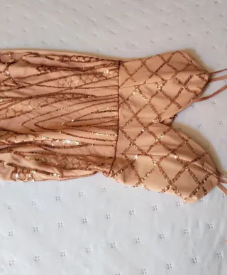 Vestido de fiesta lentejuelas oro rosa