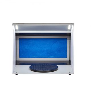 Cabina de Spray para Aerógrafo, Kit Portátil de Aerógrafo con 4 Luces LED, Potentes Ventiladores de Doble Escape, Plato Giratorio y Manguera de 6 pies, para Pintar Modelos, Artes, Manualidades, Pa...