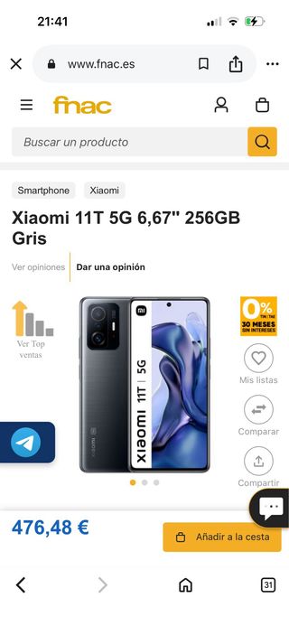 Xiaomi 11T 5G 256GB Nero