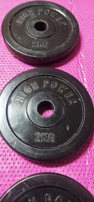 8 dischi pesi 2kg foro 25mm gomma