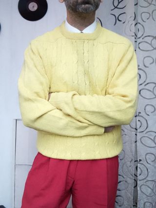 Maglione lana Shetland '60 vintage Giallo - large