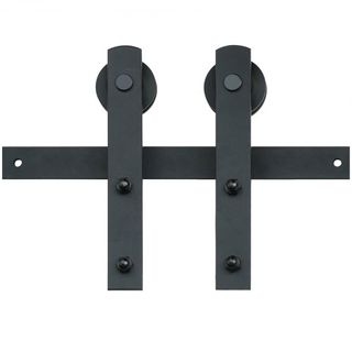 Kit de Hardware para Puerta de Granero Deslizante de 243.8 cm, Capacidad de Carga de 149.7 kg, Kit de Pista de Puerta de Granero de Alta Resistencia para Puerta Individual, Acomoda Panel de Puerta...