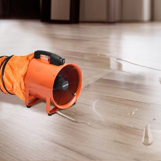 Ventilador Portátil de 300 mm, Ventilador Industrial de Alta Velocidad de 2 Velocidades 2894CFM con Manguera Flexible de 10 m, Ventilador Axial de Escape para Sótanos, Talleres, Almacenes, Naranja