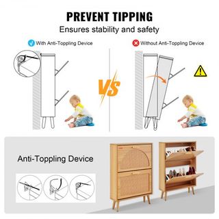 Armario para Zapatos con 2 Cajones Abatibles, Armario de Almacenamiento de Zapatos para la Entrada, Organizador de Almacenamiento de Zapatos de Pie con Puertas de Ratán para Tacones, Botas, Pantuf...