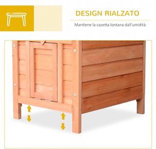 Conejera Jaula para Conejos Interior Exterior Jardín Techo Abatible en Madera 51X42X43Cm