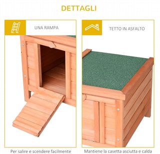 Conejera Jaula para Conejos Interior Exterior Jardín Techo Abatible en Madera 51X42X43Cm