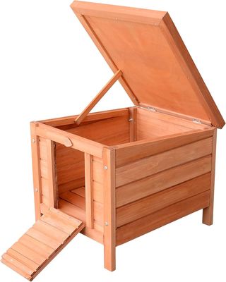 Conejera Jaula para Conejos Interior Exterior Jardín Techo Abatible en Madera 51X42X43Cm