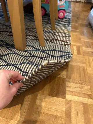 Alfombra Ikea Alrum beige y azul