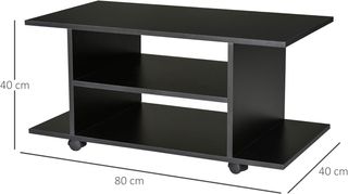 Mueble TV Moderno Con Estantes, Mueble Porta TV De 42" Con Ruedas Giratorias Con Frenos, 2 Pequeños Estantes Laterales Para Sala De Estar Y Dormitorio, 80X40X40 Cm, Negro