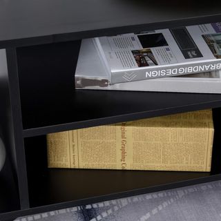 Mueble TV Moderno Con Estantes, Mueble Porta TV De 42" Con Ruedas Giratorias Con Frenos, 2 Pequeños Estantes Laterales Para Sala De Estar Y Dormitorio, 80X40X40 Cm, Negro