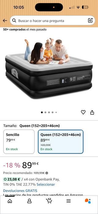 Vendo colchón inflable eléctrico