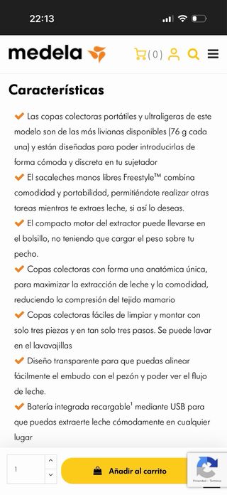 Sacaleches Medela Freestyle Hands Free+complemento