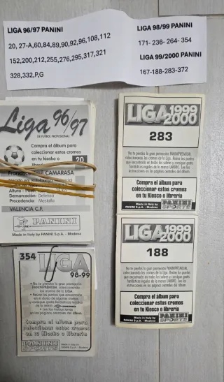 Cromos Panini Ligas 96/97, 98/99 y 99/2000