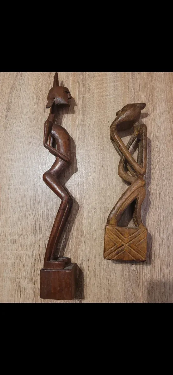 2 Estatuillas Africanas Madera Tallada