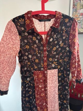 Vestido largo Zara estampado patchwork