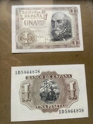 Cuadro 2 Billetes 1 Peseta Banco de España 1953
