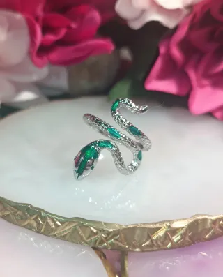 Anillo Serpiente Plata Ley 925 Ajustable