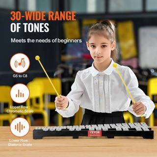 Kit de Campanas Glockenspiel de 30 Notas, Instrumento de Percusión con Maquetas, Palos de Tambor y Bolsa de Transporte, Conjunto Profesional de Instrumentos de Percusión Glockenspiel para Estudian...