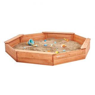 Scatola di Sabbia in Legno con Coperchio, 75.6 x 75.6 x 9.1 pollici, Scatola di Sabbia Ottagonale, Area di Sabbia con 4 Sedili e Rivestimento Inferiore, Scatola di Sabbia per Bambini per Giardino Esterno, Spiaggia, Parco, Regalo...