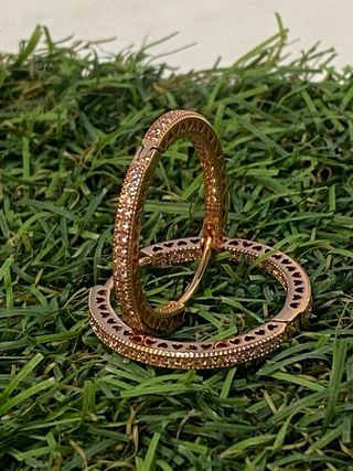 Pendientes Aro Pandora Corazones Oro Rosa