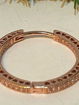 Pendientes Aro Pandora Corazones Oro Rosa