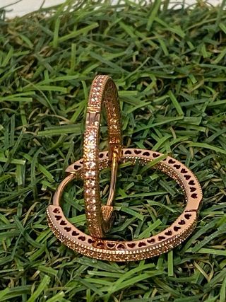 Pendientes Aro Pandora Corazones Oro Rosa